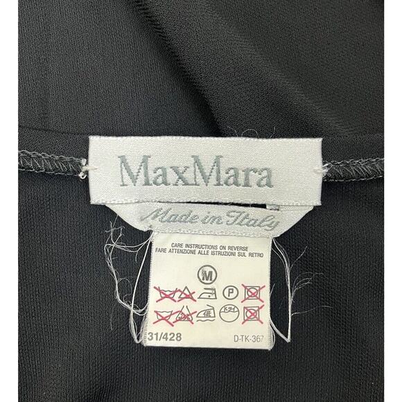 Max Mara Black Semi-Sheer Jersey Shift Dress Long Sleeve Size Medium Italy - Picture 6 of 8